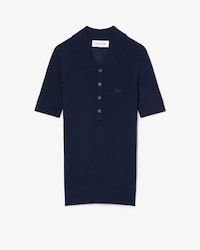 Jersey de lana merino con cuello polo de punto de canal&eacute; 3D