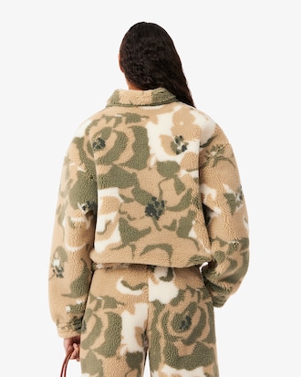 Sudadera tipo polo de felpa con jacquard oversized