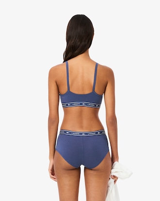 Bralette de algodón elástico con cinta de logotipo