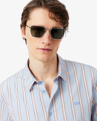 Camisa de corte regular de popel&iacute;n de rayas