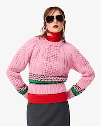 Jersey de lana texturizada de rayas Runway
