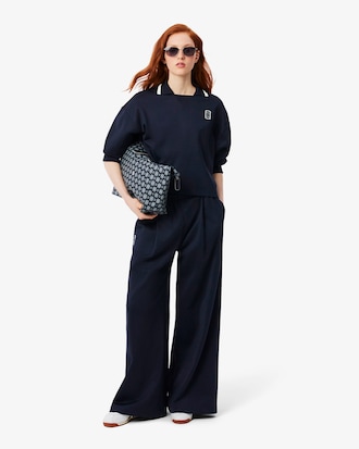 Pantal&oacute;n de ch&aacute;ndal de piqu&eacute; con pinza frontal