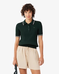 Jersey de cuello polo de punto con ochos y rayas