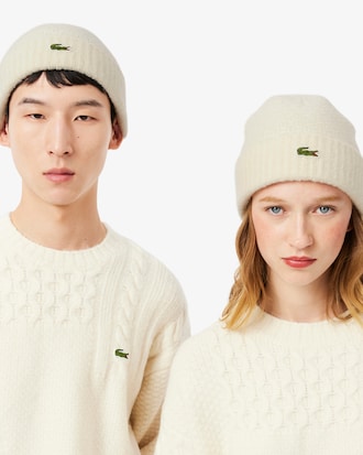 Gorro de lana con borde de canalé