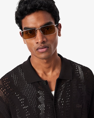Camisa con cocodrilo en punto con efecto encaje