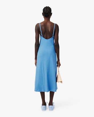 Vestido maxi de tirantes de canal&eacute; de algod&oacute;n