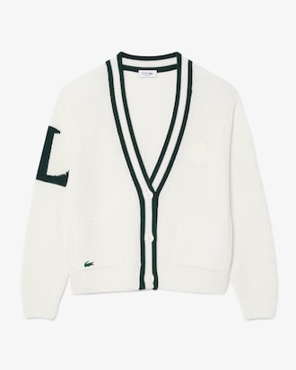 Chaqueta de punto de golf de mezcla de lana con insignia