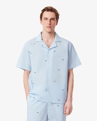 Camisa de pijama de algodón a rayas con estampado de cocodrilo