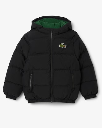 Unisex chaqueta acolchada con capucha y cocodrilo bordado