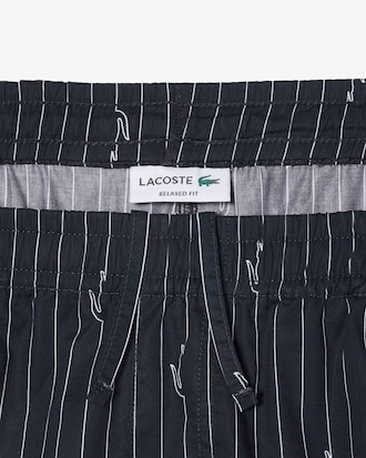 Pantal&oacute;n corto de algod&oacute;n de rayas con estampado de cocodrilo