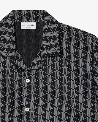 Camisa de pijama de popel&iacute;n con estampado de monograma