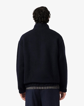 Sudadera de pa&ntilde;o de lana con cremallera en el cuello