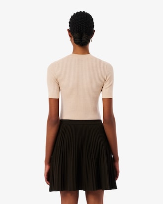 Jersey de manga corta de punto de canal&eacute; de lana merino