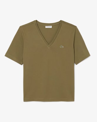 Camiseta de corte holgado con cuello de pico de algod&oacute;n suave