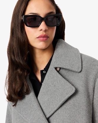 Gabán corto oversized de mezcla de lana