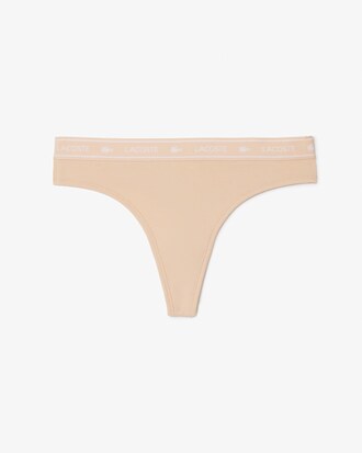 Tanga de algodón elástico con logotipo en la cinturilla