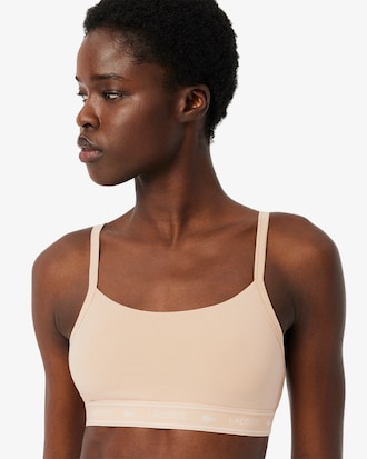 Bralette de algodón elástico con cinta de logotipo