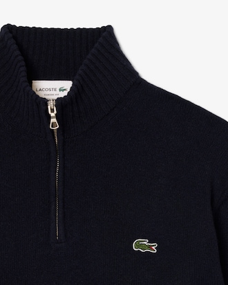 Jersey de cuello alto de lana cardada con cremallera