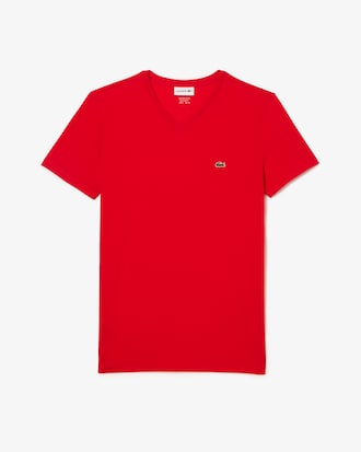 Camiseta de cuello de pico de algodón pima ligero