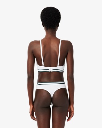 Bralette triangular de canal&eacute; de algod&oacute;n