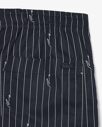 Pantal&oacute;n corto de algod&oacute;n de rayas con estampado de cocodrilo