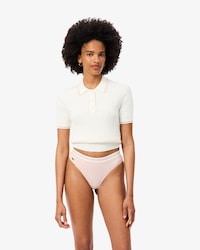 Tanga de algod&oacute;n con cintura de rayas