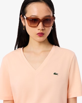 Camiseta de corte holgado con cuello de pico de algod&oacute;n suave