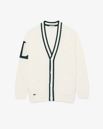 Chaqueta de punto de golf de mezcla de lana con insignia