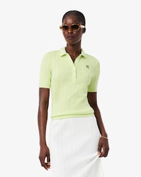 Polo de pointelle de corte ajustado L.12.D con detalles de marca