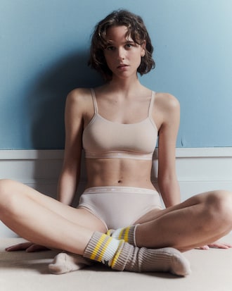 Bralette de algodón elástico con cinta de logotipo
