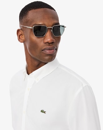 Camisa de corte regular de popel&iacute;n el&aacute;stico