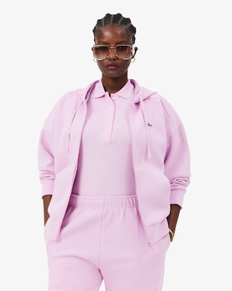 Sudadera con capucha de piqu&eacute; con cremallera