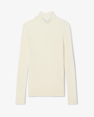 Jersey de cuello alto de canalé de lana merino