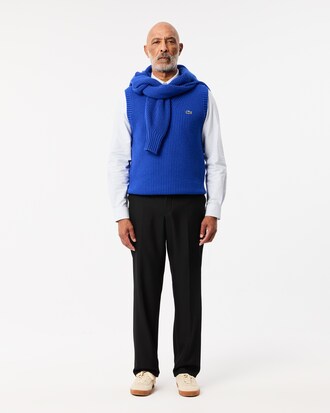 Chaleco de cuello de pico de lana cardada Toda la ropa de punto