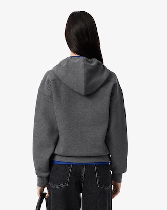 Sudadera con capucha de piqué con cremallera
