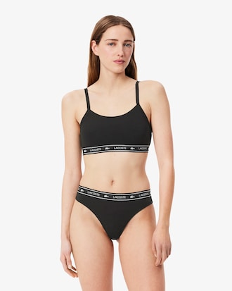 Bralette de algodón elástico con cinta de logotipo