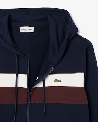 Sudadera con capucha y cremallera color block