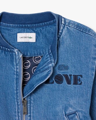 Cazadora vaquera tipo bomber acolchada con insignia