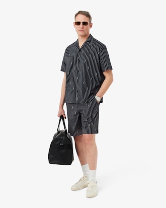 Pantal&oacute;n corto de algod&oacute;n de rayas con estampado de cocodrilo
