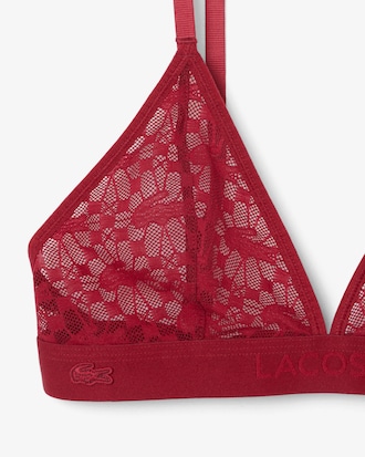 Bralette triangular de encaje con logotipo