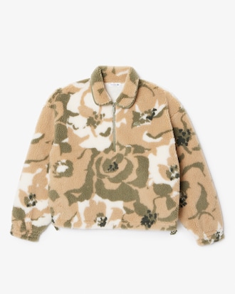 Sudadera tipo polo de felpa con jacquard oversized