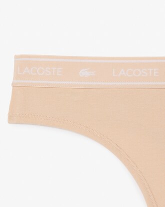 Tanga de algodón elástico con logotipo en la cinturilla