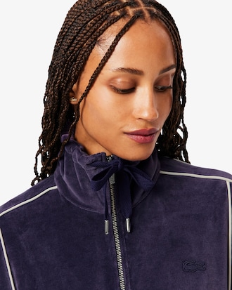 Sudadera con cremallera de terciopelo oversized