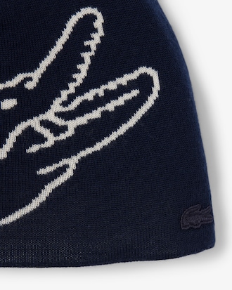 Gorro de lana con cocodrilo de jacquard