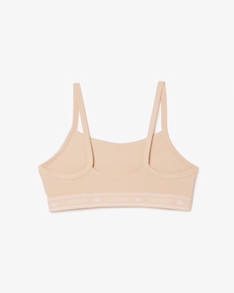 Bralette de algodón elástico con cinta de logotipo