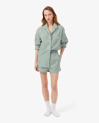 Pijama oversized de popel&iacute;n de rayas