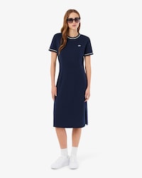 Vestido camisero de punto jersey con ribete en contraste