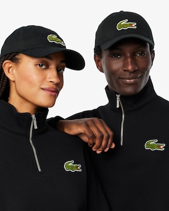 Gorra de sarga de algod&oacute;n con insignia de cocodrilo