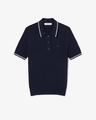 Jersey de cuello polo de punto con ochos y rayas