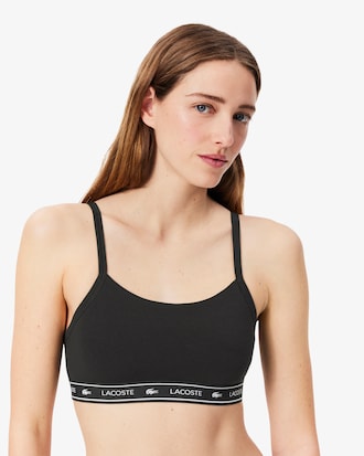 Bralette de algodón elástico con cinta de logotipo
